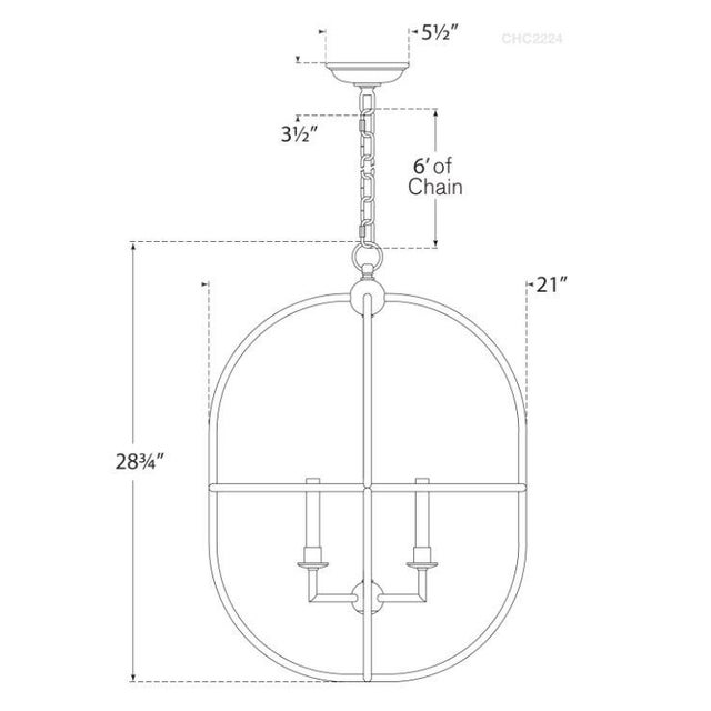 Transitional Chapman & Myers for Visual Comfort Signature Desmond Open Oval Lantern in Gild For Sale - Image 3 of 3