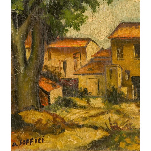 1940s Ardengo Soffici, Italian Landscape, 1940s, Oil on Walnut For Sale - Image 5 of 9
