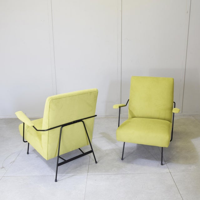 Slipper Chairs in Tubular Metal by Mario Franchioni for Framar, 1950s, Set of 2 For Sale - Image 11 of 13