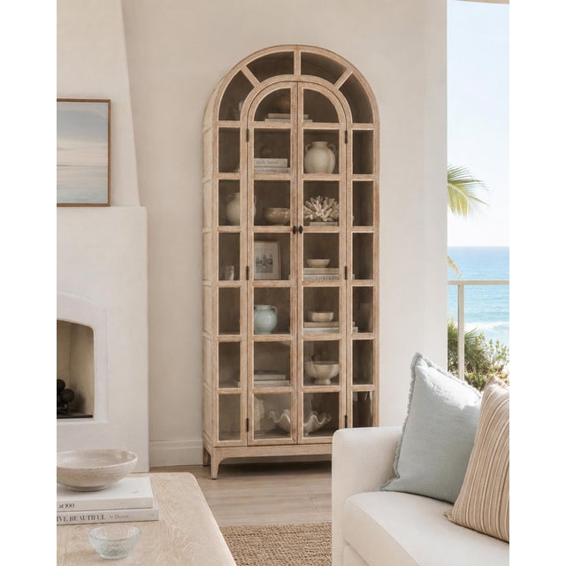 Wood Verona Arched Elm & Glass Bookcase For Sale - Image 7 of 8