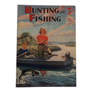 Vintage 1940 Hunting and Fishing Magazine Wiht Rare Woman as Cover Art, Gordon Nichols For Sale