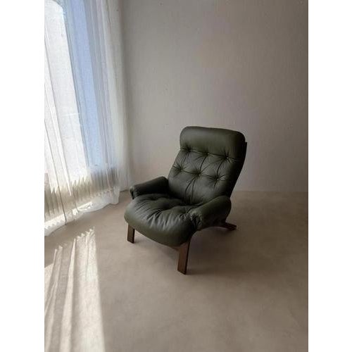 Rybo Rykken Chair in Green Leather by Solheim For Sale - Image 14 of 15