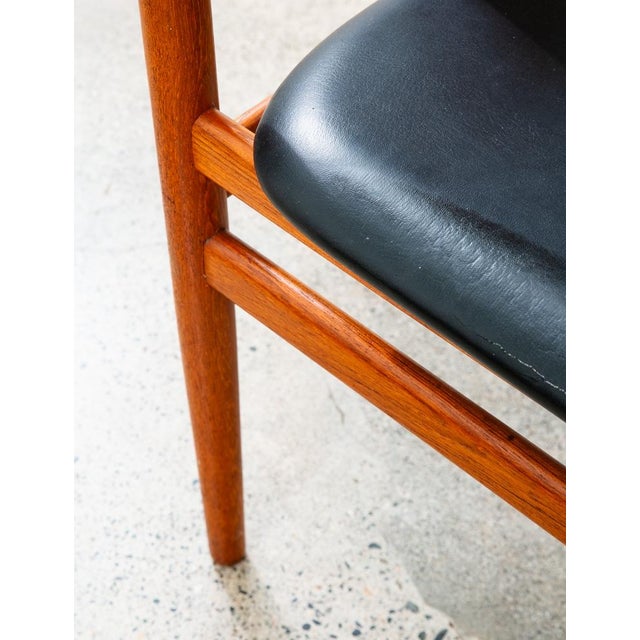 1960s Mid Century Danish Modern Dining Chair Solid Teak Wood Henning Sorensen Black For Sale - Image 9 of 12
