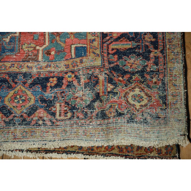 Traditional 1920s Antique Persian Heriz Medallion Wool Carpet For Sale - Image 3 of 13