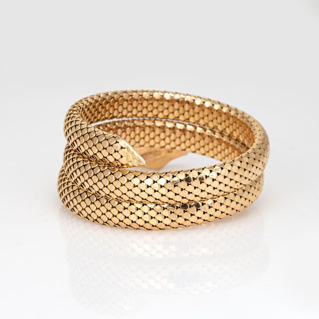 Late 19th Century Antique Victorian Snake Bracelet Coiled 18k Yellow Gold French Import Jewelry For Sale - Image 5 of 5