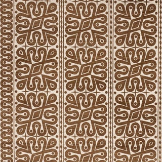 Schumacher x Celerie Kemble Borneo Silk Fabric in Brown For Sale