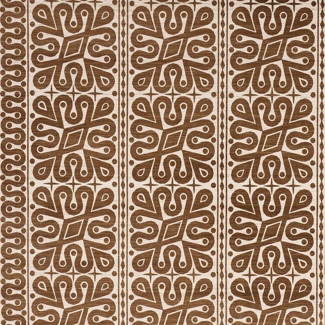 Schumacher x Celerie Kemble Borneo Silk Fabric in Brown For Sale