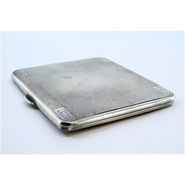 Guilloche Silver Cigarette Case with Engravings For Sale - Image 5 of 8