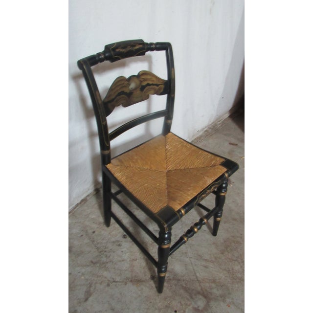 Farmhouse 1980s Hitchcock Black Rush Eagle Farmhouse Chair For Sale - Image 3 of 7
