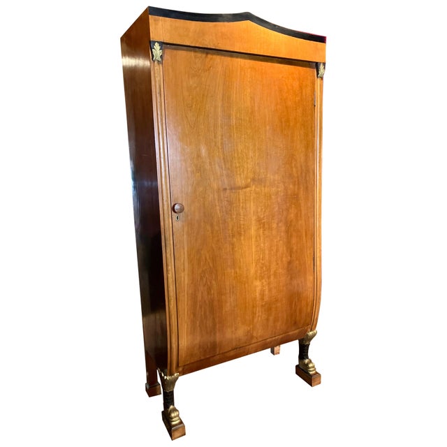 19th Century Biedermeier Fruitwood Armoire with Dolphin Carvings and Gilt Detail For Sale - Image 11 of 11