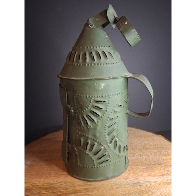 Antique Punched Tin Mica Window Lantern Matthew J King Collection 19thC Primitive For Sale - Image 10 of 18