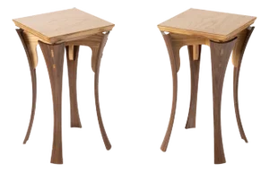 Contemporary Ash and Walnut Side Tables - a Pair