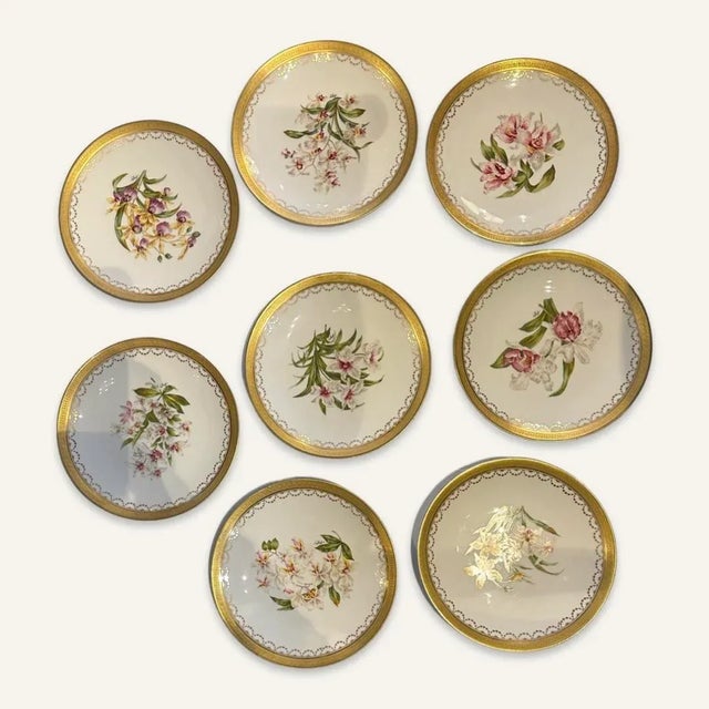 Circa 1910 Hand Painted Limoges Cabinet Plates- Set of 8 For Sale - Image 11 of 11