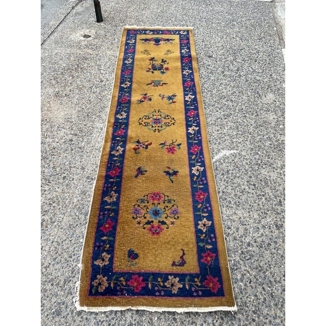 Antique Art Deco Chinese Runner 2.6' X 8.10' (76cm X 269cm) 1920s For Sale In New York - Image 6 of 9