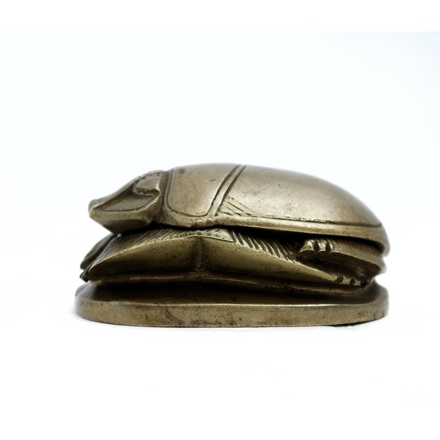 Metal Vintage Brass Scarab Trinket Box For Sale - Image 7 of 12