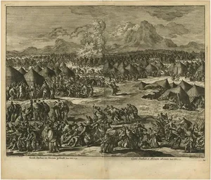 J. Luyken, Bible Scene: The Punishment of Korah, Dathan and Abiram, 1743, Print