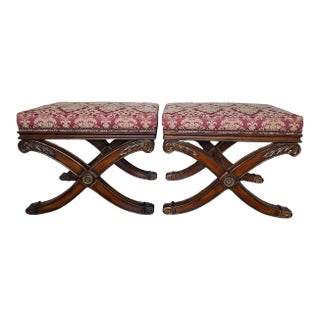Vintage Ethan Allen Hollywood French Regency X Benches - a Pair For Sale