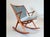 Teak Rocking Chair with Mohair Velvet Cover in Ice Blue by Frank Reenskaug for Bramin, Denmark, 1960s For Sale - Image 17 of 17