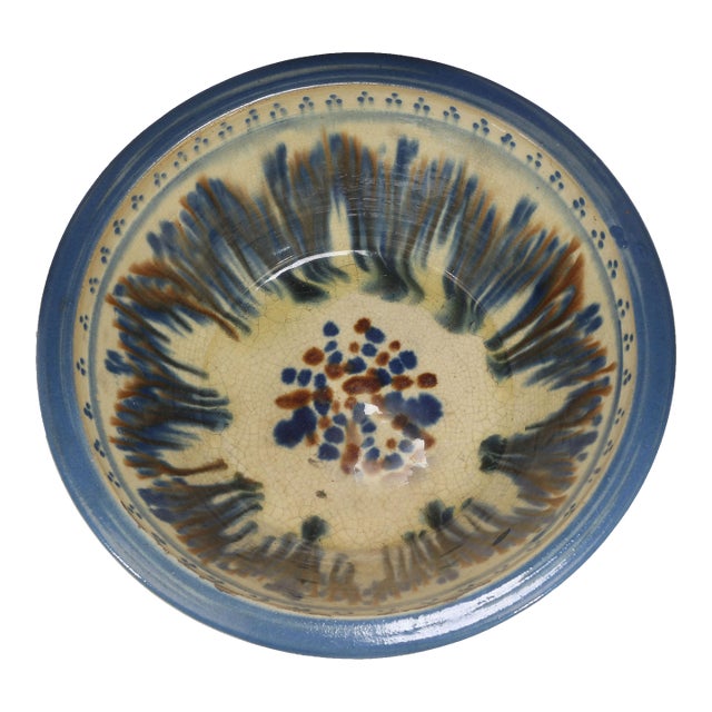 Early 20th Century Gold, Blue, and Brown Glaze Decorative Bowl For Sale