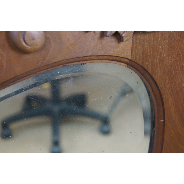 Antique Victorian Walnut Acanthus Fretwork Dresser Vanity Mantel Mirror 45" For Sale - Image 9 of 16