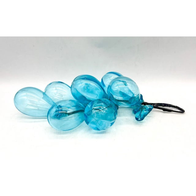 Oversized Mid Century Turquoise/ Aqua Glass Grapes For Sale - Image 11 of 11