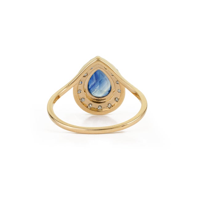 14k Two-Tone Gold 1.17ct Blue Sapphire & Diamond Vintage Ring Size 4 For Sale - Image 9 of 17