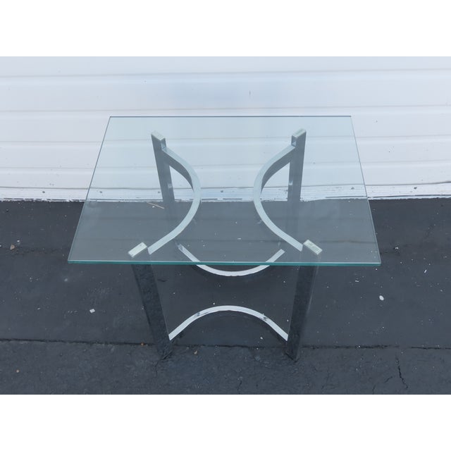 Hollywood Regency Mid Century Chrome Glass Top Side End Table 6421 For Sale - Image 4 of 8