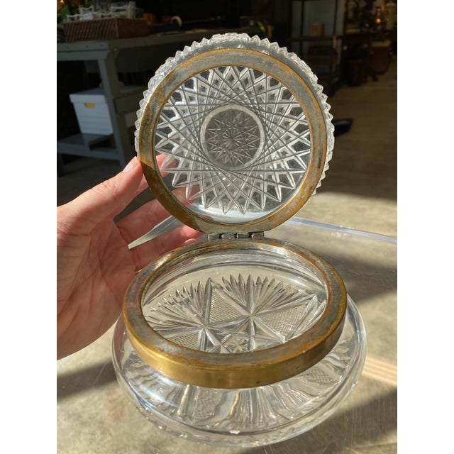 1920s Antique French Cut Crystal Hinged Dresser Box For Sale - Image 10 of 12