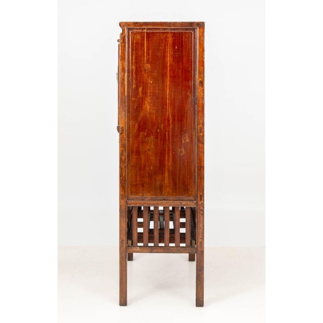 Brown Chinese Carved Elm Wood Cabinet For Sale - Image 8 of 9