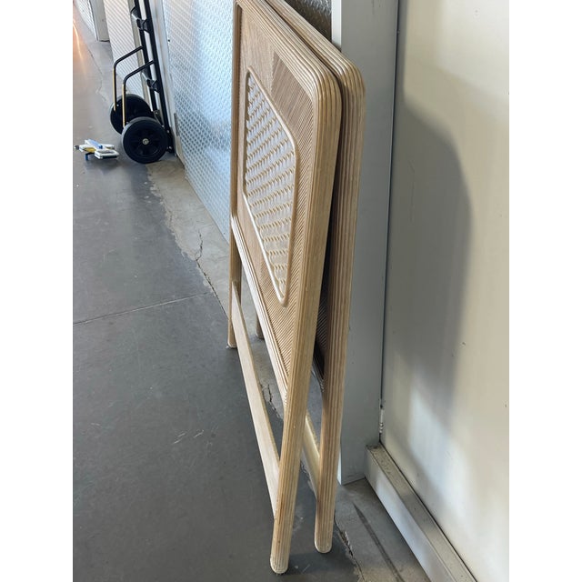 Off-white Vintage Faux Pencil Rattan Twin Headboard Set, Wood For Sale - Image 8 of 12