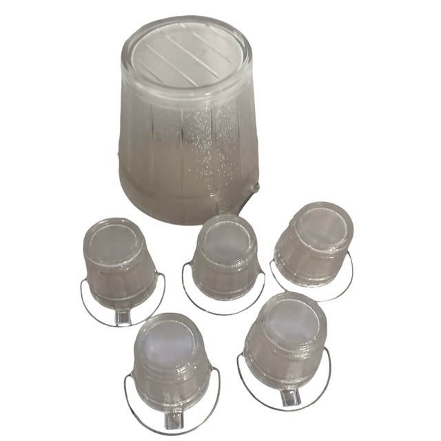 Glass Mid 20th Century Glass Faux Oak Wood Pale Ice Bucket - A Set of 7 For Sale - Image 7 of 9