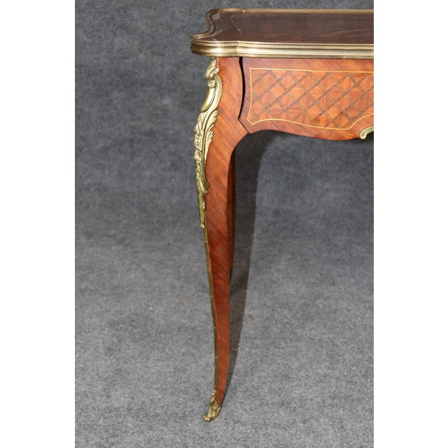 Francois Linke Style Marquetry Bronze Mounted Louis XV End Occassional Table For Sale - Image 9 of 13