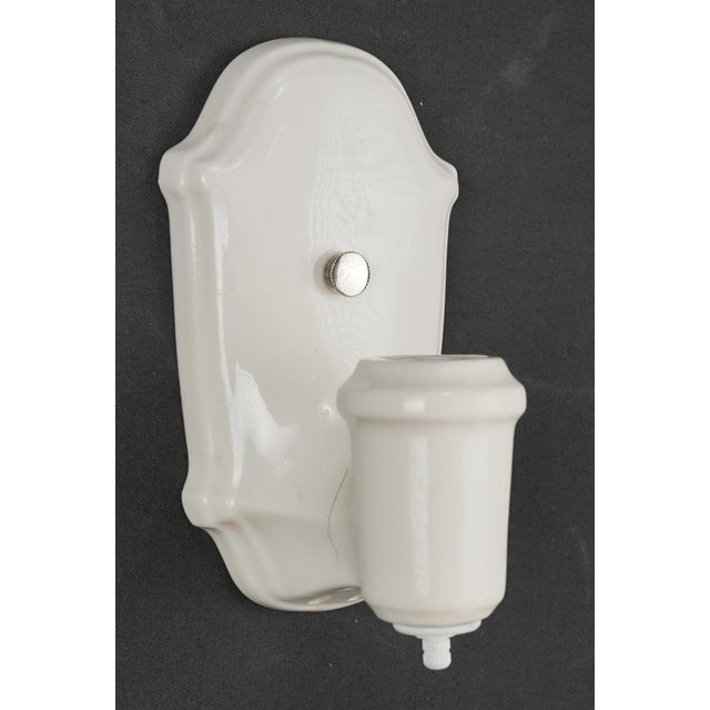 Traditional Mid 20th Century Restored Traditional White Ceramic Wall Sconces - a Pair For Sale - Image 3 of 9