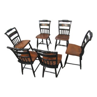 1980s Set Hitchcock Floral Chairs Dining Kitchen Farmhouse For Sale