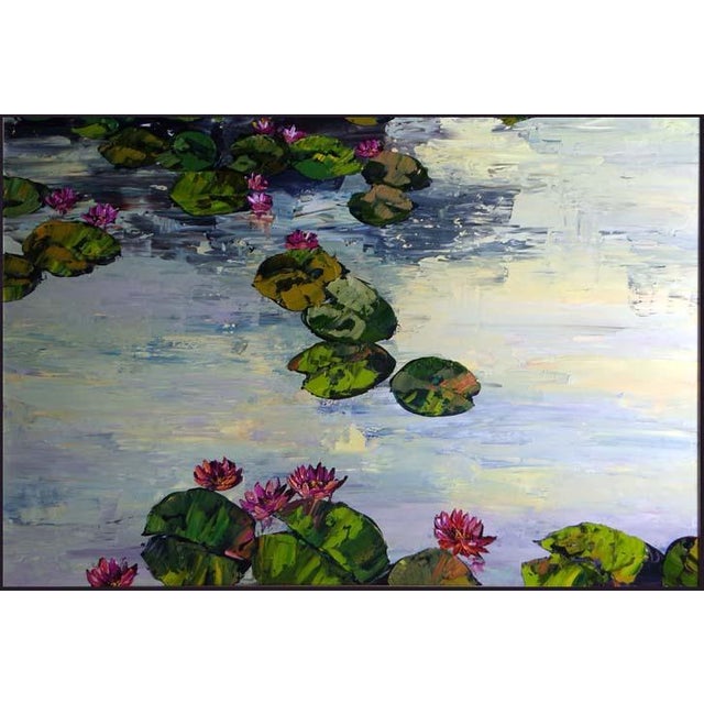 "Untitled" Lily Pads framed Original Oil on stretched Canvas by Maya Eventov Hand signed by the artist Condition: Mint Art...