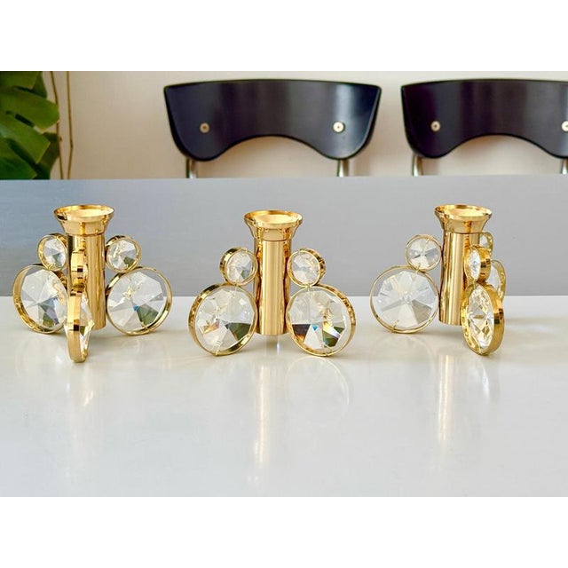 Metal Brass and Crystal Candleholders from Palwa, 1970s, Set of 6 For Sale - Image 7 of 18