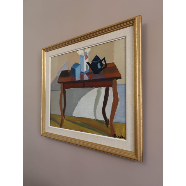 Mid-Century Modern 'The Blue Teapot' Swedish Original Still Life Oil Painting, Framed For Sale - Image 6 of 12