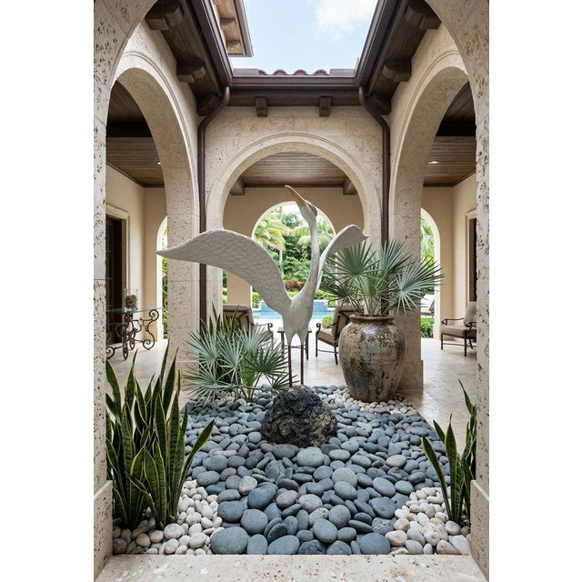 Vintage English Cast Stone Heron Garden Statue For Sale - Image 10 of 12