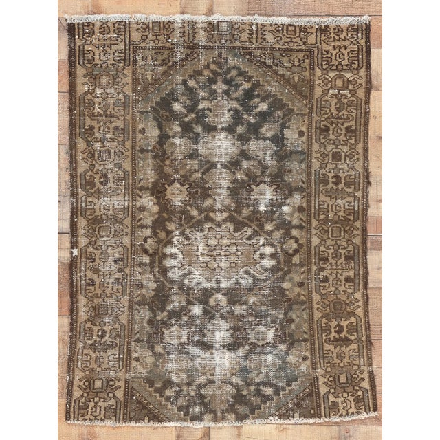 Early 20th Century Distressed Antique Worn Persian Rug, 03'01 X 04'01 For Sale - Image 9 of 10