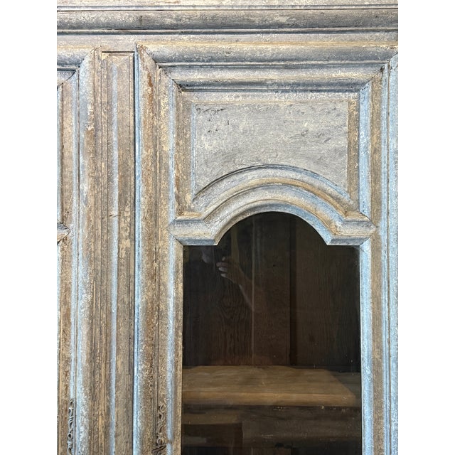 Wood Early 20th Century Blue Patina Glass Front Display Cabinet For Sale - Image 7 of 7
