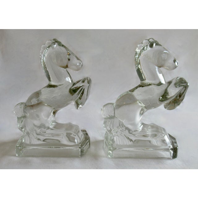 C.1950's Glass Rearing Horse Bookends - Pair For Sale - Image 4 of 11