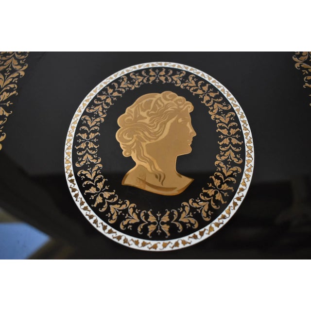 Mid-Century Briard-Style Black and Gold Silhouette Large Square Serving Tray For Sale - Image 4 of 6