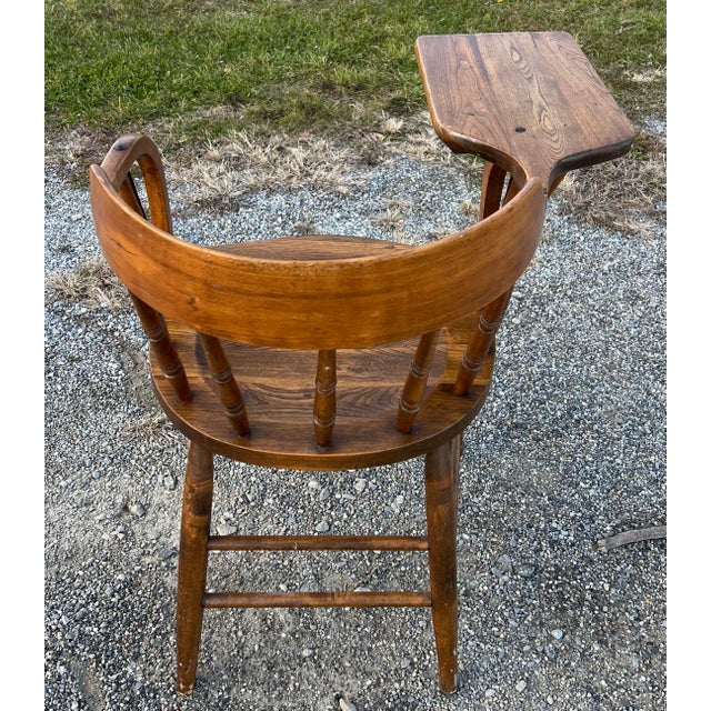 Arts & Crafts Rare Vintage Writing Arm Barrel Back Firehouse Windsor For Sale - Image 3 of 11