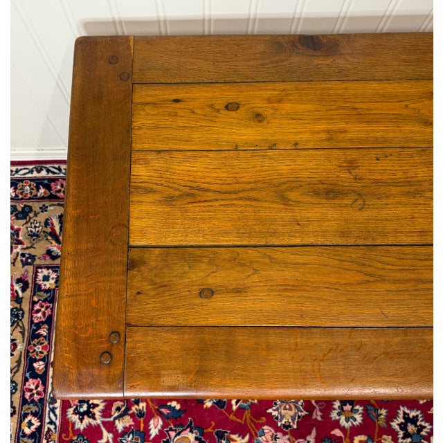 Antique French Country Farm Dining Table Farmhouse Trestle Base Oak c.1900-1920s For Sale - Image 14 of 18