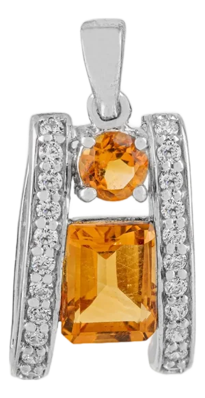 Mid-Century 5.22 Ct Citrine Pendant With Cz Accents in Sterling Silver by Carat&her