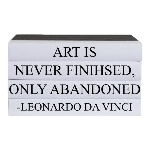 Decorative Books - Quote Book Stack - "Never Finished" For Sale