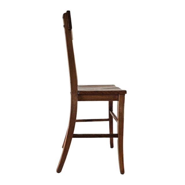 Mid-Century Modern Solid Oak Child's Dining Chair 32" For Sale - Image 3 of 7