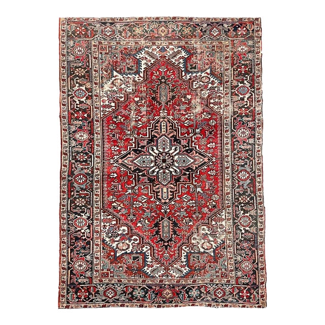 Medium "Pocket-Size" Antique Heriz Rug 6.7 x 9.1 For Sale