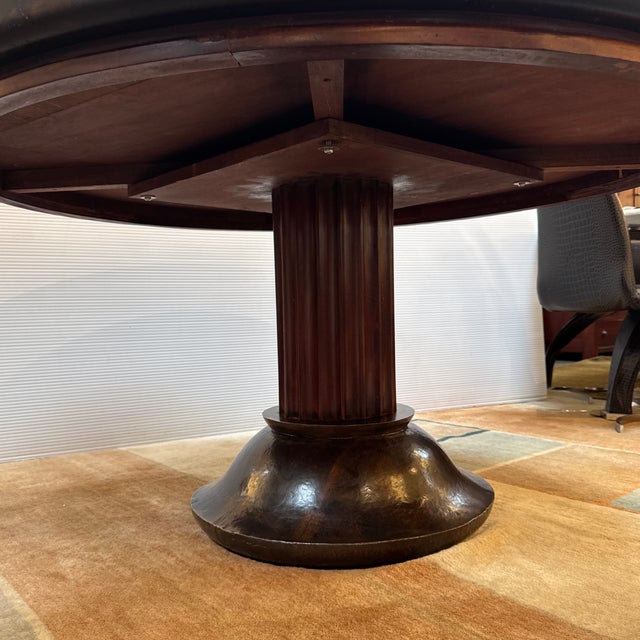 Art Deco Art Deco Style Mahogany Pedestal Dining Table, 59 Inches For Sale - Image 3 of 12