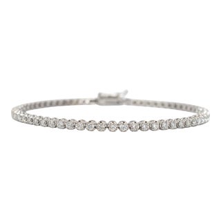 Ladies 14k White Gold 4-Prong 3.20ct Diamond Petite Tennis Bracelet For Sale